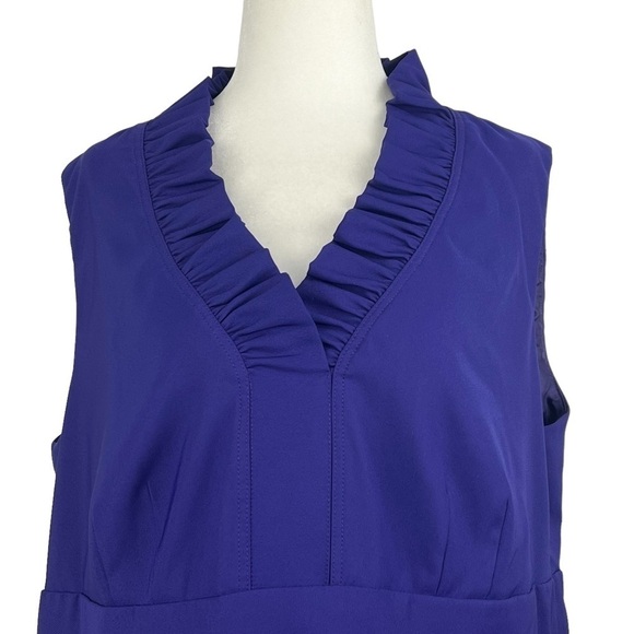 DRESS BARN RUFFLED V-NECK SLEEVELESS SHEATH DRESS - Picture 6 of 11